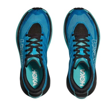 Zapatillas Hoka Mafate 5 mujer Skyward Blue/ Black empeine elástico y dinámico par