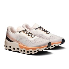 Zapatillas On Running Cloudmonster 2 mujer crema naranja con mejor despegue