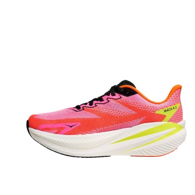 Zapatillas Hoka Mach X 3 mujer Neon Rose/ Neon Tangerine pisada firme y reactiva
