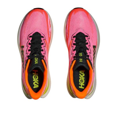 Zapatillas Hoka Mach X 3 mujer Neon Rose/ Neon Tangerine par nueva lengüeta más suave