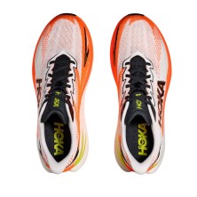 Zapatillas Hoka Mach X 3 hombre White/ Neon Tangerine par nueva lengüeta más suave