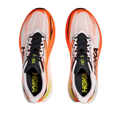 Zapatillas Hoka Mach X 3 hombre White/ Neon Tangerine par nueva lengüeta más suave