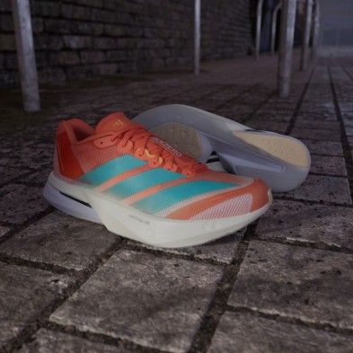 Zapatillas Adidas Adizero Boston 13 Mujer Semi Coral/ Flash Aqua/ Flash Orange lengüeta mejorada