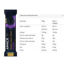 Barrita energética Amacx Turbo Fruit Chew grosella negra tabla nutricional