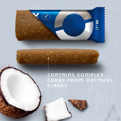 Barrita energética Amacx Energy Oar Bar Coconut Contiene carbohidratos complejos provenientes de copos de avena.