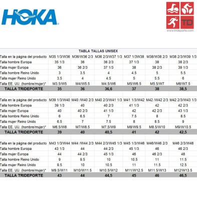 Hoka tallaje zapatillas Crescendo unisex