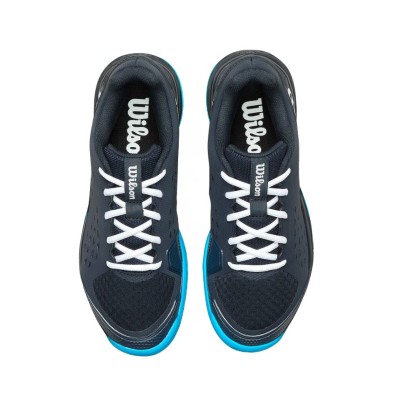 Zapatillas Wilson Rush Pro L Junior Tennis Unisex Navy Blazer/ White/ Atomic Blue cuello acolchado