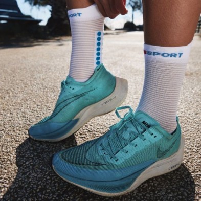 Calcetines Compressport Pro Racing V4.0 Run High White/ Fjord Blue