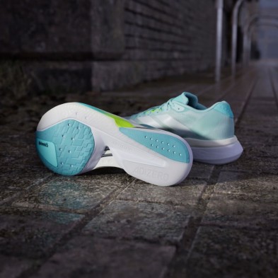 Zapatillas Adidas Adizero Boston 13 Mujer Semi Flash Aqua/ Zero Metalic/ Lucid Lemon suela lighttraxion