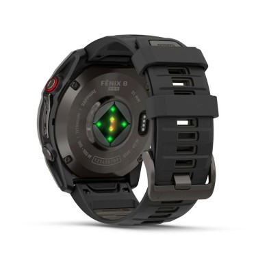 Reloj Multideporte Fenix 8 Pro 51 mm Amoled, Titanio con revestimiento de DLC con correa de silicona negra