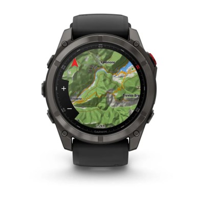 Reloj Multideporte Fenix 8 Pro 51 mm Amoled, Titanio con revestimiento de DLC con correa de silicona negra
