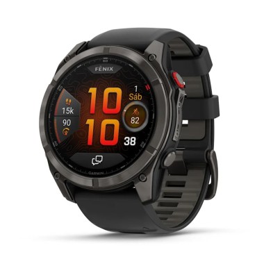 Reloj Multideporte Fenix 8 Pro 51 mm Amoled, Titanio con revestimiento de DLC con correa de silicona negra