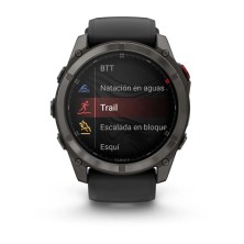Reloj Multideporte Garmin Fenix 8 Pro 47 mm Amoled, Titanio con revestimiento de DLC con correa de silicona negra