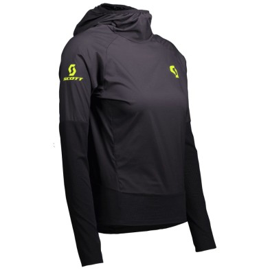 Chaqueta cortavientos con capucha y sin cremallera Scott RC Run mujer Black/ Yellow