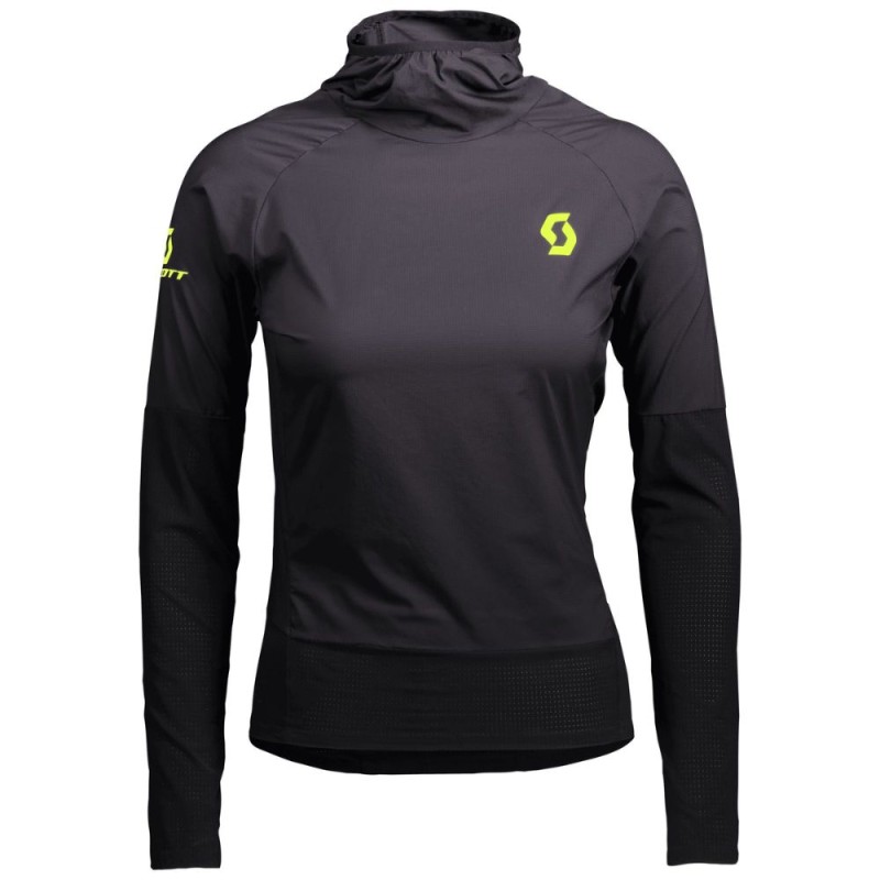 Chaqueta cortavientos sin cremallera Scott RC Run mujer Black/ Yellow