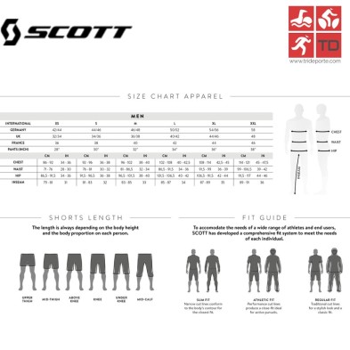 Scott tallaje ropa hombre