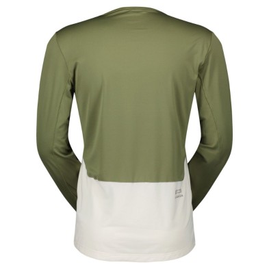 Camiseta manga larga Scott Endurance Tech hombre verde heno y blanco algodón