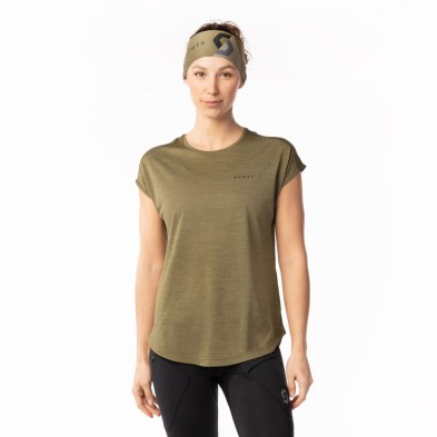 Camiseta manga corta Scott Defined mujer Hay Green outdoor perfecta para actividades en la montaña