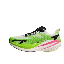 Zapatillas Hoka Mach X 3 mujer White/ Neon Lime pisada firme y reactiva