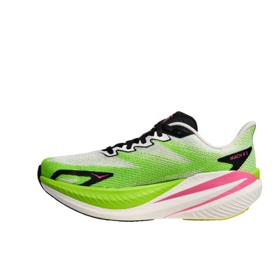 Zapatillas Hoka Mach X 3 mujer White/ Neon Lime pisada firme y reactiva