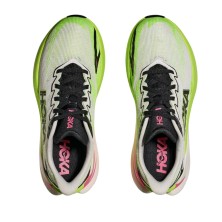 Zapatillas Hoka Mach X 3 mujer White/ Neon Lime par nueva lengüeta más suave