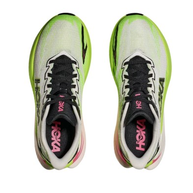 Zapatillas Hoka Mach X 3 mujer White/ Neon Lime par nueva lengüeta más suave