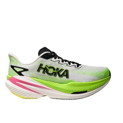 Zapatillas Hoka Mach X 3 mujer White/ Neon Lime con placa Pebax