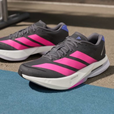 Zapatillas Adidas Adizero Boston 13 Mujer negro rosa fucsia azul cobalto