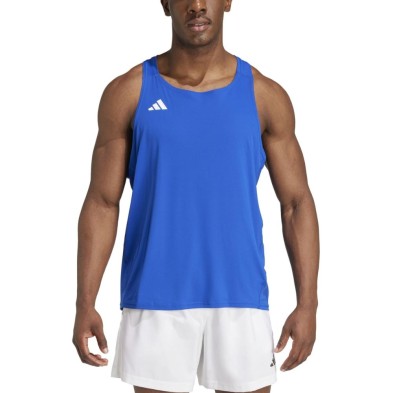 Camiseta tirantes Adidas Adizero Essentials Singlet hombre Azul y logo blanco
