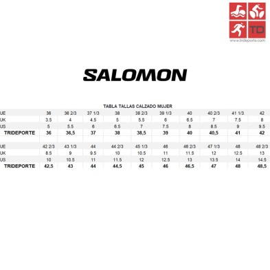 tallaje zapatillas salomon mujer