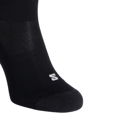 Calcetines Salomon Pulse Race Flag Crew unisex Black Bright Red Lemon detalle tejido puntera reforzada