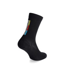 Calcetines Salomon Pulse Race Flag Crew unisex Black negro rojo brillante y amarillo