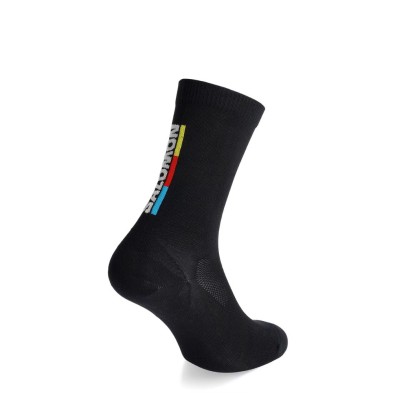 Calcetines Salomon Pulse Race Flag Crew unisex Black negro rojo brillante y amarillo