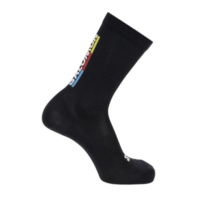 Calcetines Salomon Pulse Race Flag Crew unisex Black Bright Red Lemon