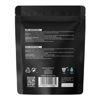 Powergym Concentrate Creatine creapure 150 gr Neutro parte trasera