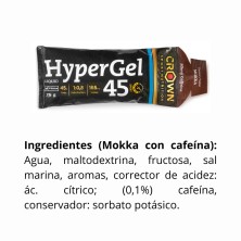 Gel energético Crown Sport Nutrition HyperGel 45 Cafeína café ingredientes
