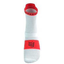 Calcetines Compressport Pro Racing V4.0 Run High White/ Fluo Red cómodo y con ventilación excepcional