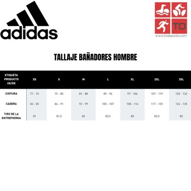 Tallaje adidas bañadores hombre
