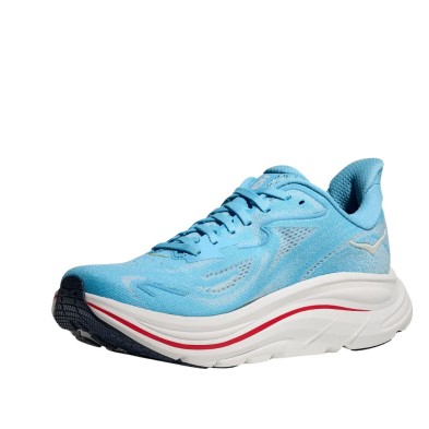 Zapatillas Hoka Clifton 10 mujer azul cielo escarcha blanco rojo