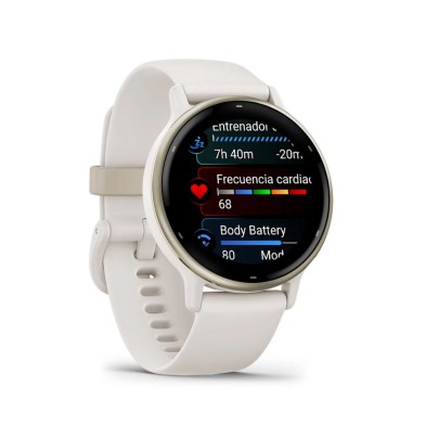Reloj Deportivo Garmin Vivoactive 5 Cream Gold correa de silicona Ivory smartwatch con funciones de salud y ejercicio