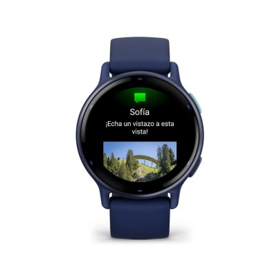 Reloj Deportivo Garmin Vivoactive 5 bisel azul metálico y caja y correa de silicona azul