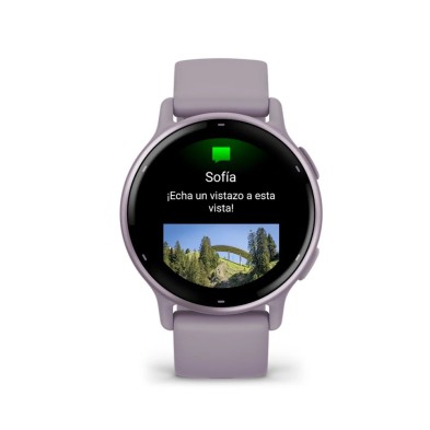 Reloj Deportivo Garmin Vivoactive 5 Bisel de aluminio en color lila con caja y correa de silicona en color lila