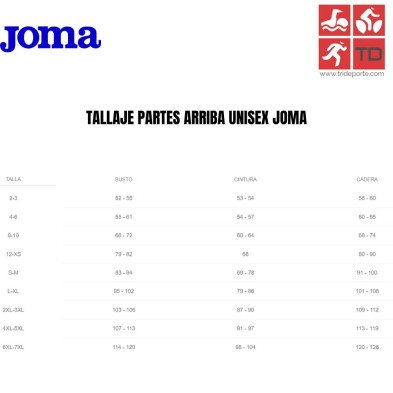 tallaje partes de arriba unisex Joma