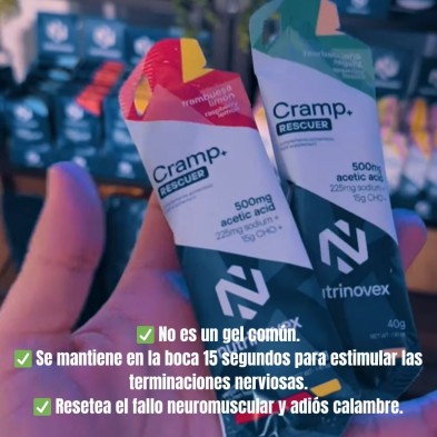 Gel de emergencia Nutrinovex Cramp Rescuer 40g Frambuesa limón características