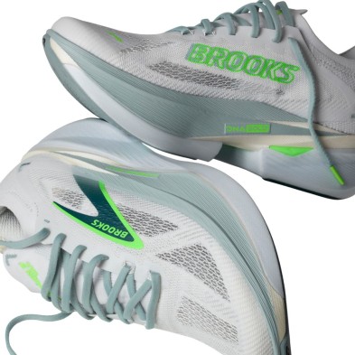 Zapatillas Brooks Hyperion Max 3 Hombre White/ Gray Mist/ Green mediasuela DNA Gold