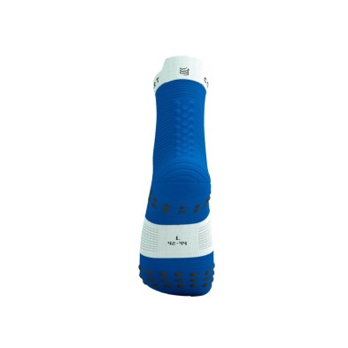 Calcetines Compressport Pro Racing V4.0 Run High azul y blanco nueva puntera más ancha ofrece un ajuste más ergonómico