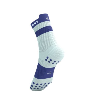 Calcetines Compressport Pro Racing V4.0 Run High Star White/ Orient Blue Dos líneas de 3D.Dots añaden protección