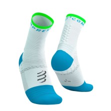 Calcetines Compressport PRO Marathon V2.0 White/ Norse Blue/ Neon Green