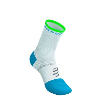 Calcetines Compressport PRO Marathon V2.0 White/ Norse Blue/ Neon Green