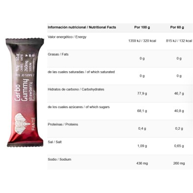 Fanté gominola energética Carbo Gummy 60g Fresa tablal nutricional